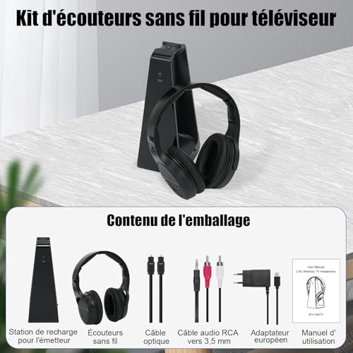 Wireless TV Headphones with Charging Base, Wireless TV Watching Headphones, Large Volume Control Buttons and Sound Amplification for Seniors, Lightweight and Comfortable Headphones