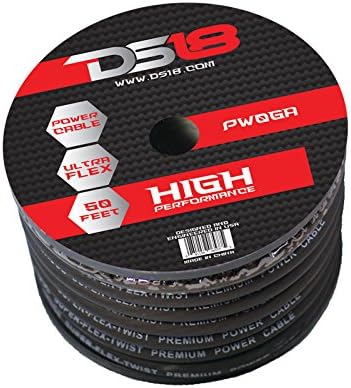 DS18 PW-0GA-50BK-2pk 50-Feet True 0 Gauge Power Cable (Black) - Set of 2