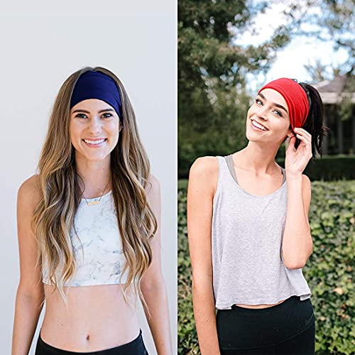 DQST Diademas Deportivas para La Cabeza, Kit de Bandas Elásticas con 4 Colores para Hombre y Mujer, Diademas de Cabello Absorbe El Sudor, Secado Rápido, Transpirable, Antideslizante.
