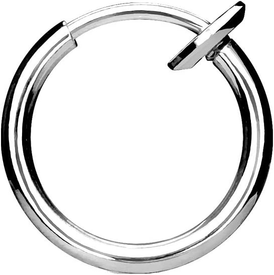 PiercedOff Spring Action Titanium Fake Nose Hoop