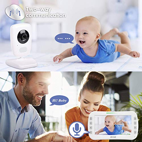 AXVUE Baby Monitor E632A with High Resolution Large Screen, Auto-Switch Camera, Four Cameras Support, Superior Night Vision, Power Saving Mode, VOX.