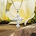 Honolulu Jewelry Company Sterling Silver Plumeria Cross CZ Necklace Pendant with 18