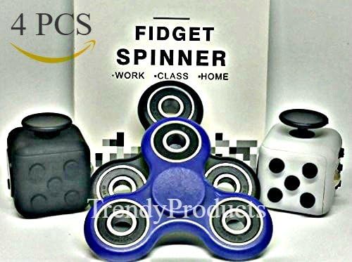2 Fidget Spinners + 2 Fidget Cubes Combo 4 PCS Total EDC Desk Focus Toy Ultra Fast Bearings Both the Newest Version