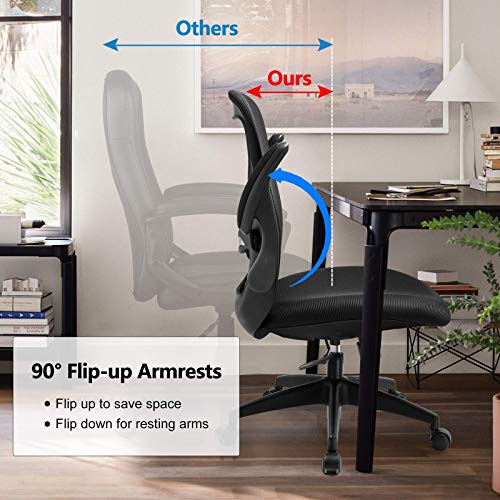 ComHoma Office Chair Ergonomic Desk Chair Mesh Computer Chair with Flip-up Arms Lumbar Support Rolling Swivel Adjustable… - Image 4