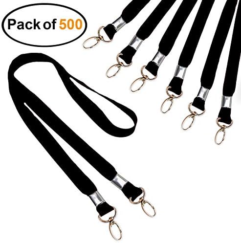プレーンブラックランヤード ダブルエンドサテンストラップ フィッシュフック付き Idカード バッジ Idホルダー ネームタグ 会議 イベント用 Mm X 8 ピース 500