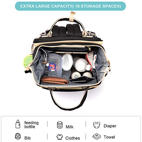 Diaper Bag Backpack with Extendable Folding Crib，HOMITY Baby Bag With