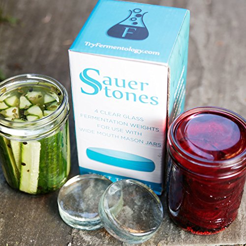 Sauer Stones - Large Glass Fermentation Weights for Mason Jar Fermentation, Preservation and Pickling - Fits ANY WIDE MOUTH MASON JAR - 8 Pack