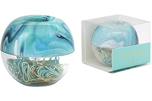 MEI YI TIAN 100pcs 28mm Mint Green Gold Paper Clips Medium in Ocean Blue Paper Clips Dispensers Holder Paperclips Storage Case for Desk Organizer Accessories (Blue)