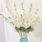 Generic 33.5in 6pcs Fake Flowers Delphinium Artificial Flowers Silk Flowers Larkspur Artificial Flowers Long Stem Flowers for Tall Vase Home Wedding Party Decor (White/Pink/Light Purple), rex-1778