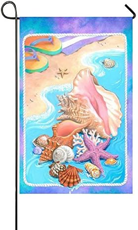 Rossne G sun Summer Sea Beach Shell Seafish Leisure Garden Flag House Flag Decoration Double Sided Flag 12.5 x 18 Inch