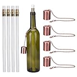 eLander Browill Wine Bottle Torch Kit 4 Pack, Includes 4 Red Antique Copper lamp Cover, Long Life Torch Wicks,and Brass Wick Mount - Just Add Bottle for an Outdoor Wine Bottle Light