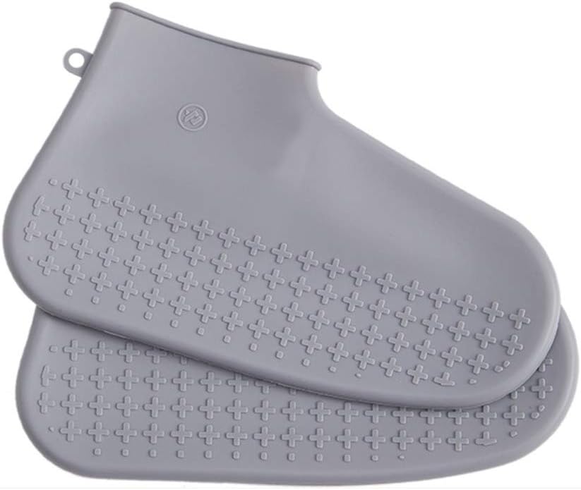 Waterproof rain boots disposable rain boots outdoor shoes shoe covers non-slip windproof insect proof snow prevention cycling shoes silicone shoe covers (Medium, gray)