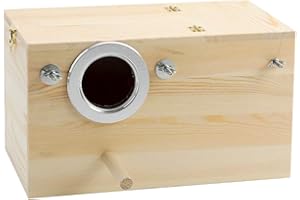 YJJKJ Pine Wood Parakeet Nest Box Bird House Budgie Breeding Mating Box for Lovebirds Cockatiel Parrotlets (XL)