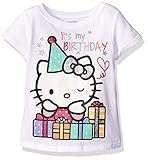 Hello Kitty Girls' Little Girls' Happy Birthday T-Shirt, Bright White, 5