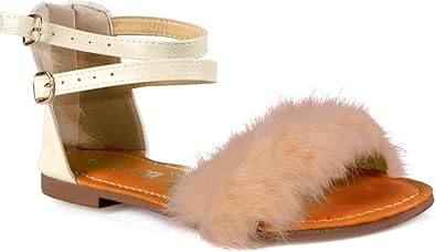 fur strap sandals