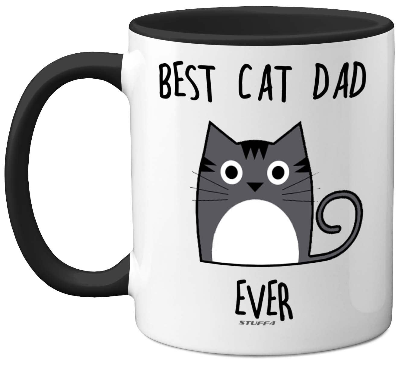 Stuff4 Best Cat Dad Ever Mug, Gifts for Cat Lovers, Dad Gifts, Cute Mugs for Men, Funny Coffee 11oz Ceramic Dishwasher Safe Premium Black Handle