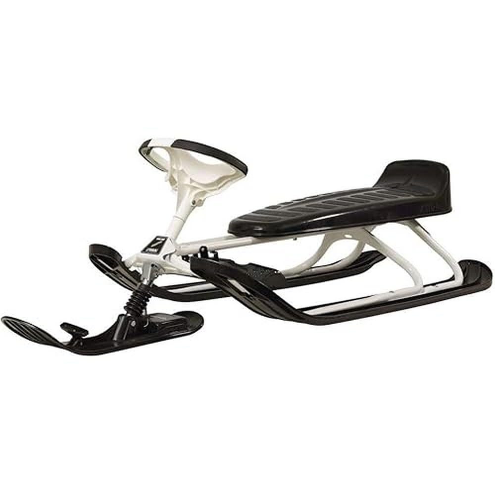 STIGA Adult Snowracer Racing Sled - King Size GT Steering Sled in Black/White