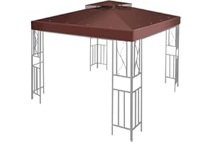 Flexzion Gazebo Covers Replacement 10x10 Feet - Canopy Replacement Top for Double Canopy Tent Dual Tier Pop Up Gazebo Tent Netting Cover, Water, Dirt, and UV Resistant, Brown
