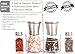 Salt and Pepper Grinder Set with Matching Stand - Adjustable Coarseness Ceramic Mill, Brushed Stainless Steel and Glass Salt & Pepper Mills Plus Extra Salt & Pepper Shakers & Ebook