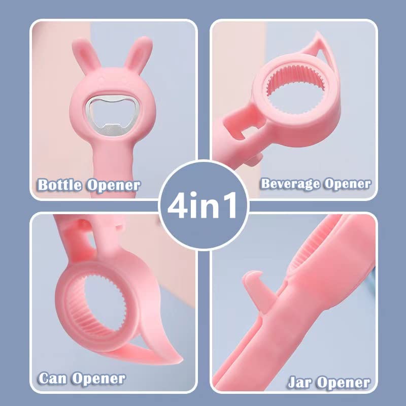 New 4 in 1 Bottle Opener, Multifunction 4 in 1 Bottle Jar Can Beer Opener,Multi Kitchen Tool for Jelly Jars, Wine, Beer and other, Bottle Opener for Seniors and Arthritic Hands…