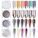 BORN PRETTY 4 Boxes Nail Art Powder Mirror Holographic Laser Colorful Neon Pearl Pigment Manicuring Glitter Dust