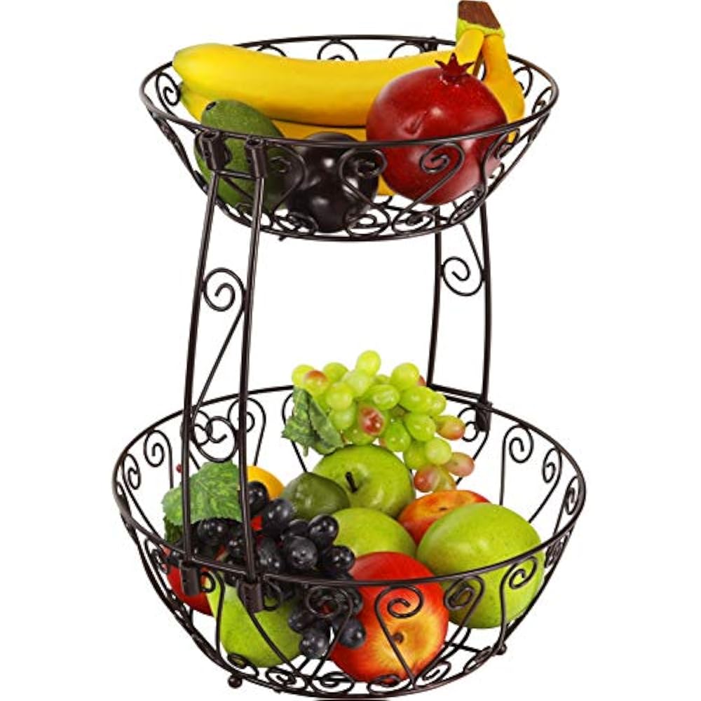 Serving Bowls & Tureens 2Tier Countertop Fruit Basket Storage, Bronze