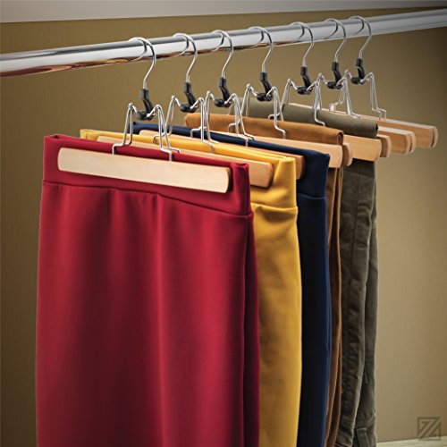 HighGrade Wooden Pants Hangers with Clips 10 Pack Non Slip Skirt