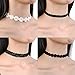 FIBO STEEL Lace Choker Necklace for Women Girls Gothic Tattoo Necklace 4Pcs