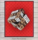 Louis Vuitton Fashion Designer Rubiks Cube Pop Art Print, Wall Art Poster - Unique Home Decor for Bedroom, Office, Teens Room - Gift for Women, Fashionista, LV Fans - 8x10 Photo Unframed
