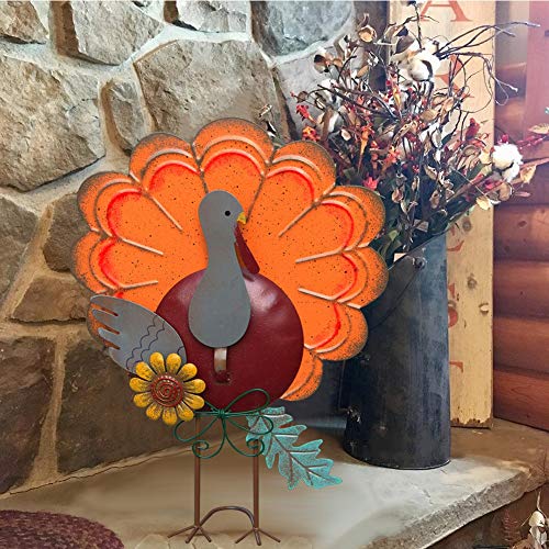 ATDAWN Metal Free Standing Turkey Decoration for Autumn Fall