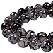 PLTbeads Smooth Round Shape Natural Gemstone Loose Beads for 1 Strand per Bag Approxi 15.5 inch 48-50pcsJewelry Making (6mm, Black White Dragon Design Agate)