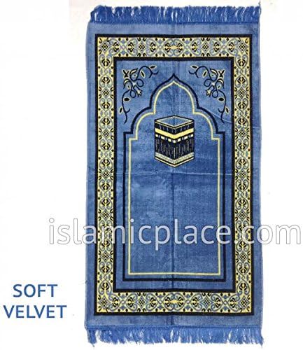 Blue Prayer Rug with Kaba (Soft Velvet)