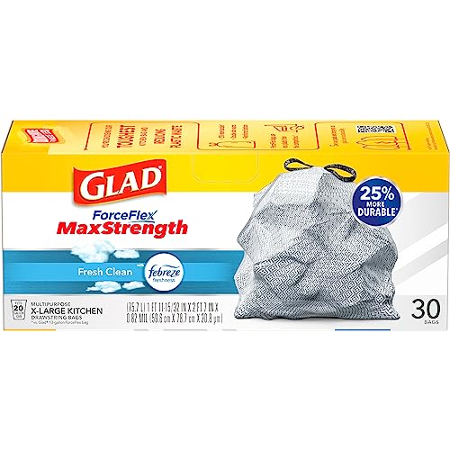 Glad ForceFlex MaxStrength XLarge Kitchen Drawstring Trash Bags, 20