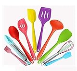 Freshlove VOFO 10-Piece Silicone Cooking Set - 2 Spoons, 2 Turners, 1 Spoonula/Spatula & 1 Ladle - Heat Resistant Kitchen Utensils (Multicolor 2)