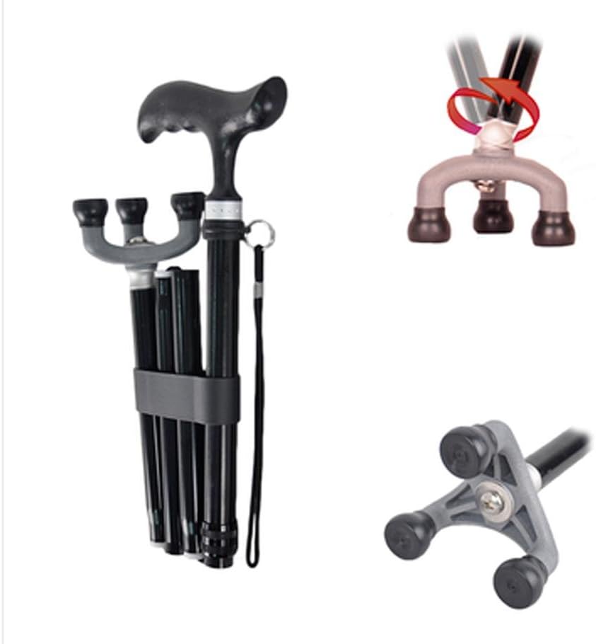 crutches G&M Aluminum Old Man Three-Legged Sticks Old Man Walking Sticks Skid-Resistant Stretch Telescopic Ultra-Light Portable Folding