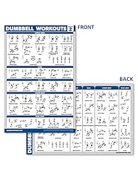 Póster de ejercicios de mancuernas QuickFit Volumen 2   Laminado   Guía de construcción de peso libre   Tabla de ejercicios en casa   18.0 x 27.0 in   Vol. 2