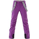 GS SNOWING Women's Insulated Snow Pants Waterproof Windproof Snowboard Ski Bibs with Detachable Suspenders