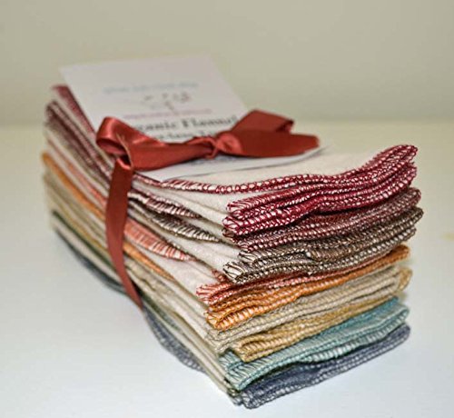 11x12 1ply Flannel GOTS Certified Organic Cotton Paperless Towels- With Earthtone Edges-10 Pack - Thumbnail 3