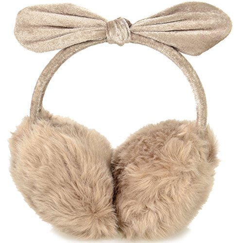 Simplicity Girls Faux Fur Ear Covers Fluffy Ear Muffs Winter Earmuffs, Khaki