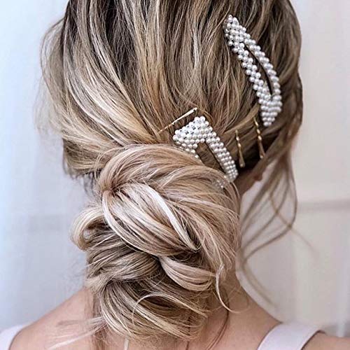 Pearl Hair Clips for Women Girls, ETEREAUTY Pearl Barrettes Hair Pins, Fashion Sweet Hair Decorative for Party Wedding Daily, 6 PCS