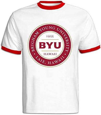JSSAD Man's Cotton Brigham Young University BYU Hawaii Medallion Running Short T-shirt Red S