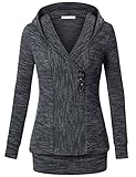 Messic Slim Fit Hoodie, Women's Winter V-Neck Knitted Sweatshirt Pullover Sweater Hoodie Top,colorful Grey XXL