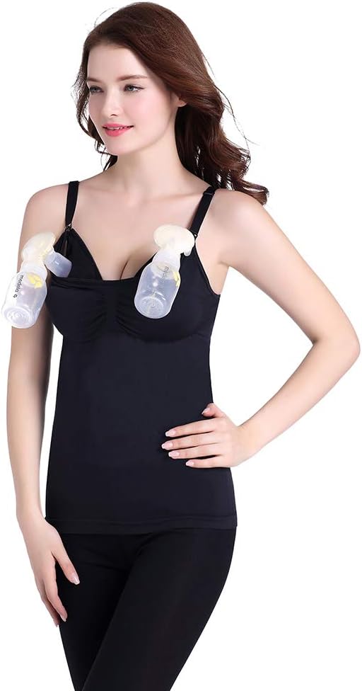 Women's Bra&Maternity Hands Free Pumping Vest Wireless Padded Breastfeeding Nursing Tank Top