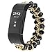 Imymax for Fitbit Charge 2 Bands,Women Replacement crystal Pearls Gems Elastic Handmade Bracelet/Wrist band for Fitbit Charge hr 2 Smart Watch (Crystal Black)