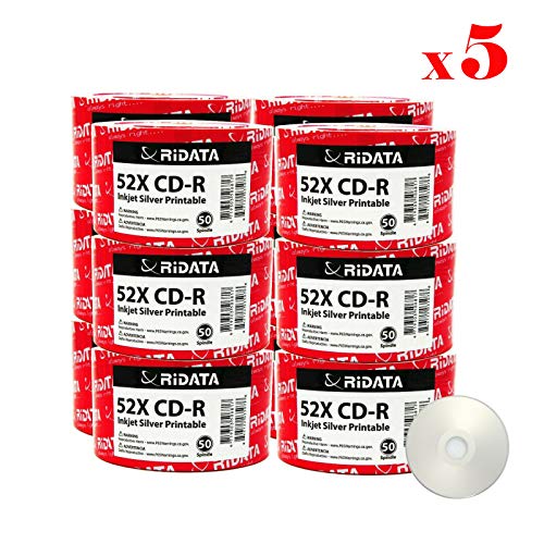 3000 Pack Ridata CD-R 52X 700MB 80Min Silver Inkjet Hub Printable Blank Media Recordable Disc - Thumbnail 3