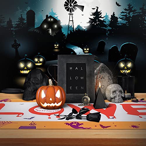 Nieolheoui Halloween Table Runners, Non-Slip Haunted House Table Fabric for Halloween Party Decorations and Scary Movie Nights, 71 x 14 Inch