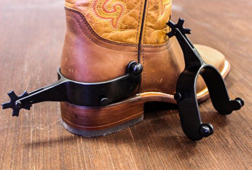 M-Royal Mens Bull Riding Spurs 30 Degree Offset Black Spurs Bull Rider Gear
