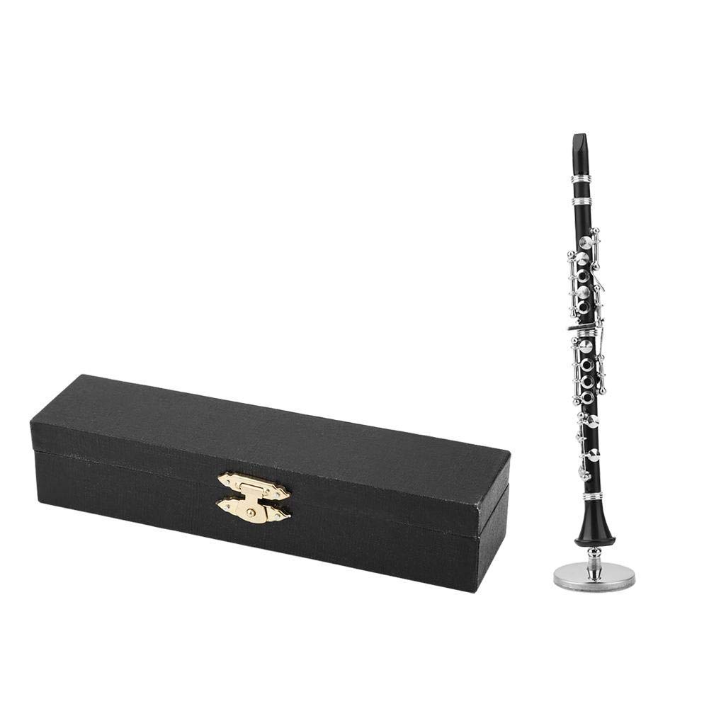 Black Miniature Clarinet Model Mini Musical Instrument With Stand & Case Decors