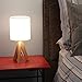 Light Accents Nightstand Table Lamp - with Natural Wooden Tripod Base with Linen Shade - Bedside Table Lamp