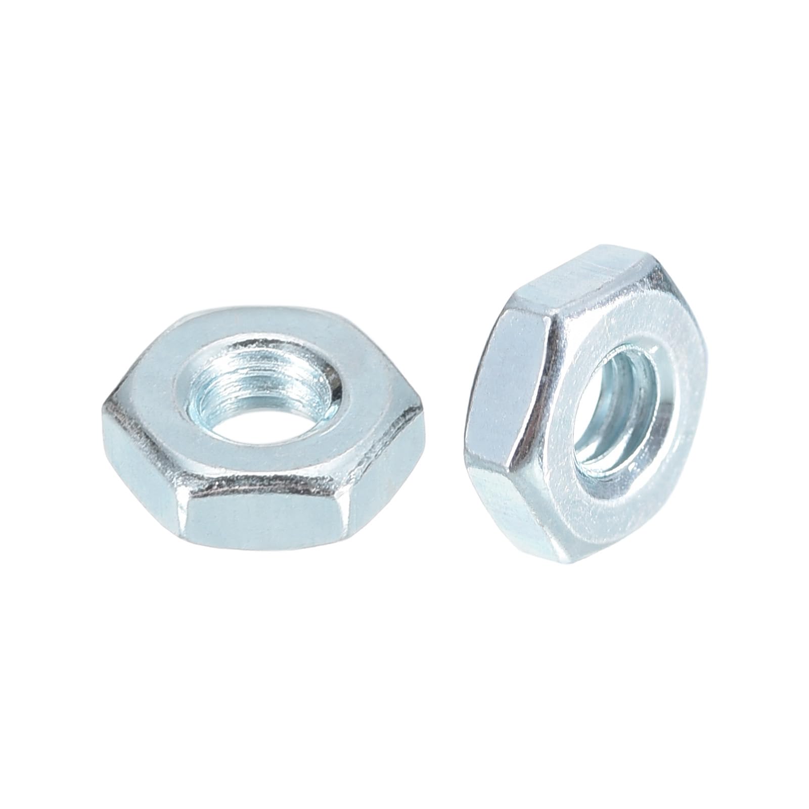 METALLIXITY Hex Nuts (1/4"-28) 100Pcs, Carbon Steel Fine Thread Zinc Plated Hexagon Nut Hardware - for DIY Home Repair Machinery, Silver White